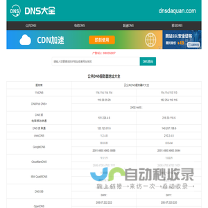 全国DNS服务器IP地址大全
